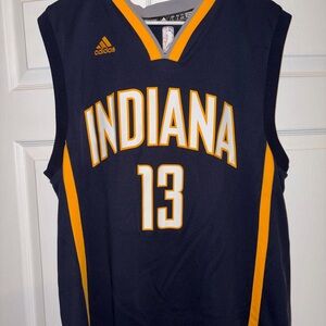 Adidas Pacers Paul George Navy and Yellow NBA Jersey